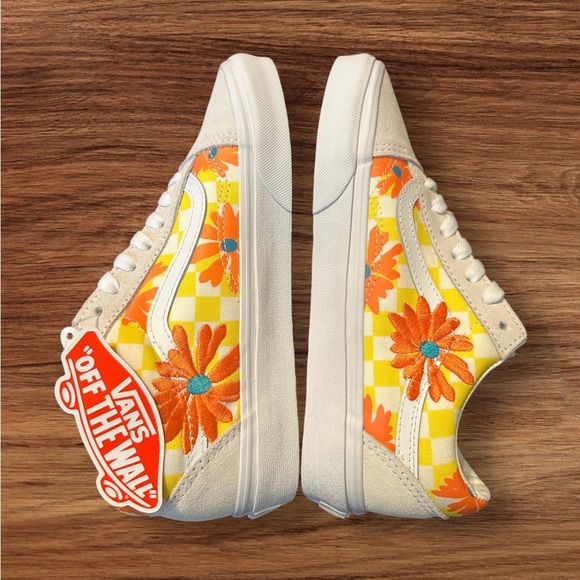 Vans Old Skool Checkerboard Floral Blanc De Blanc Sneakers - Picture 4 of 7